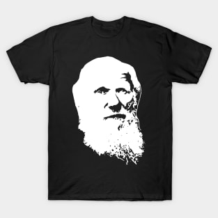 Charles Darwin Black On White T-Shirt